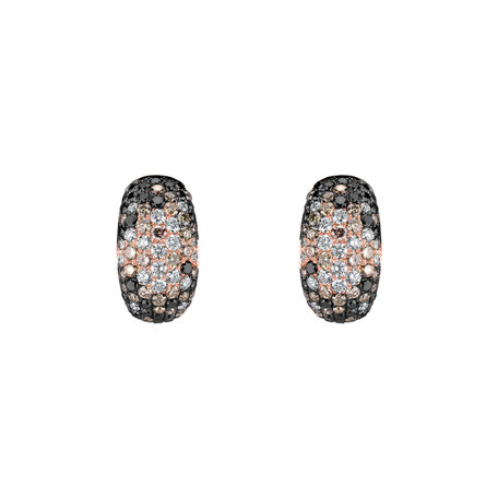 Náušnice s bílými, hnědými a černými diamanty Inferno Diamonds