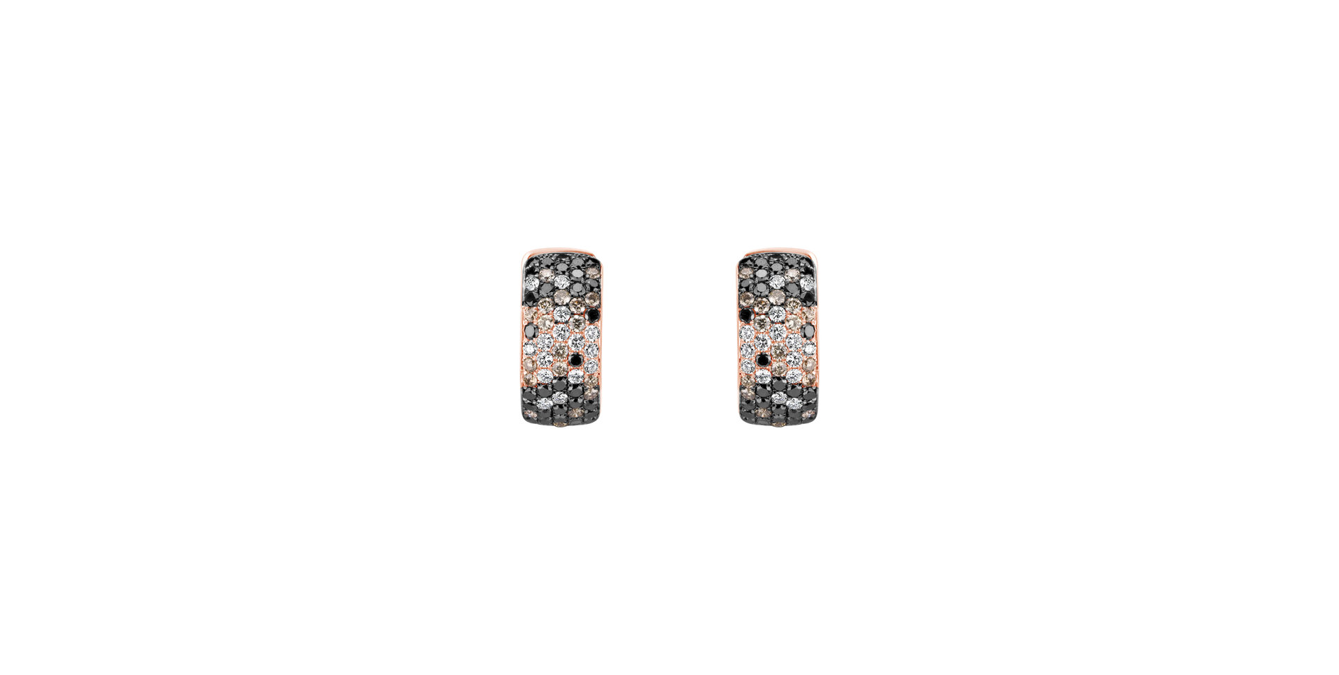 Náušnice s bílými, hnědými a černými diamanty Inferno Love