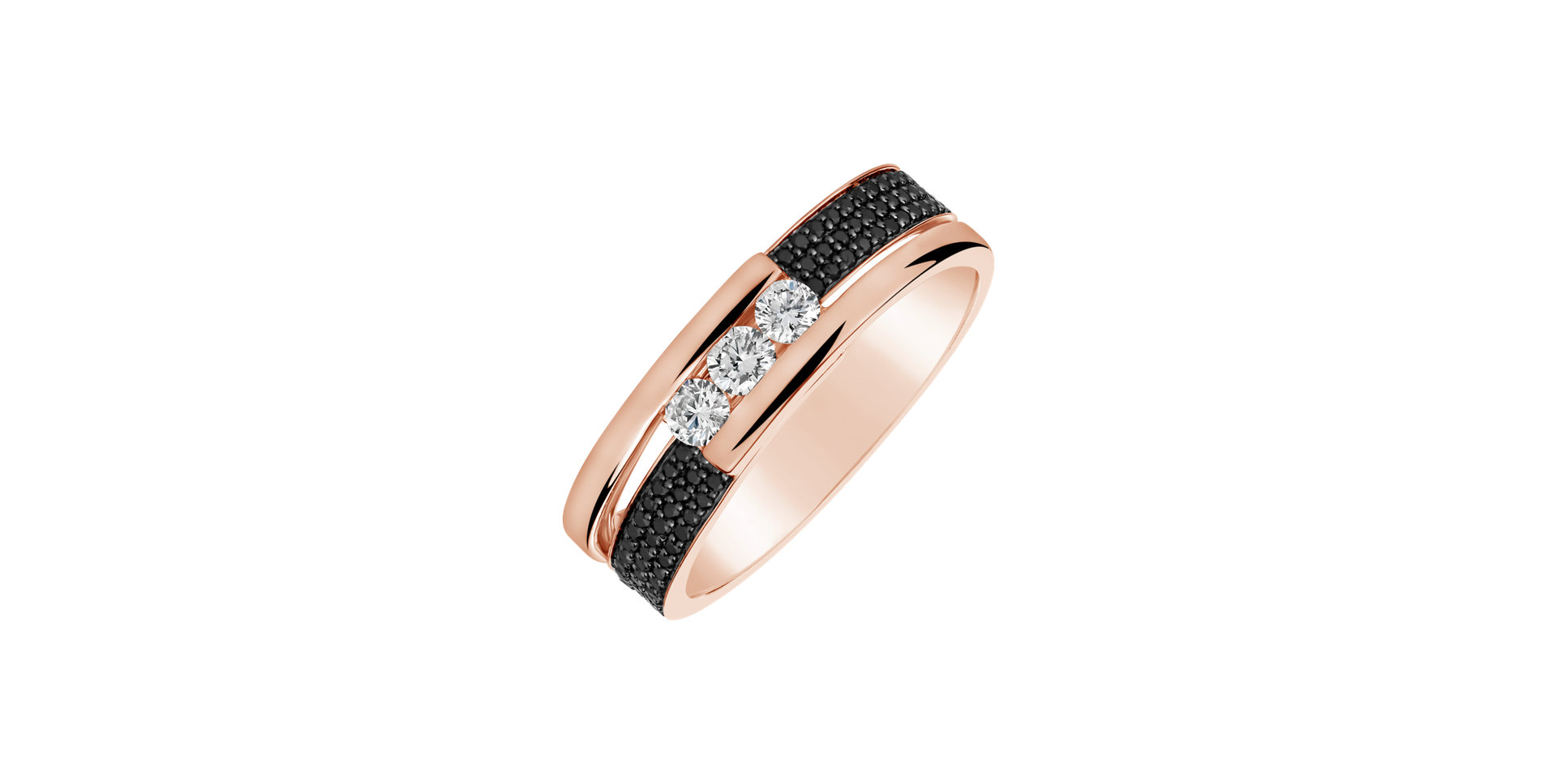 Prsten s černými a bílými diamanty Diamond Message