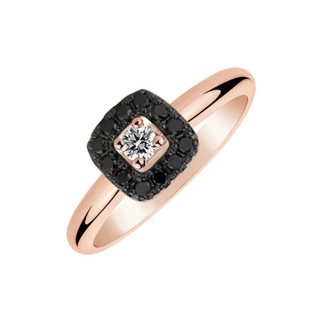 Prsten s bílými a černými diamanty Charming Space