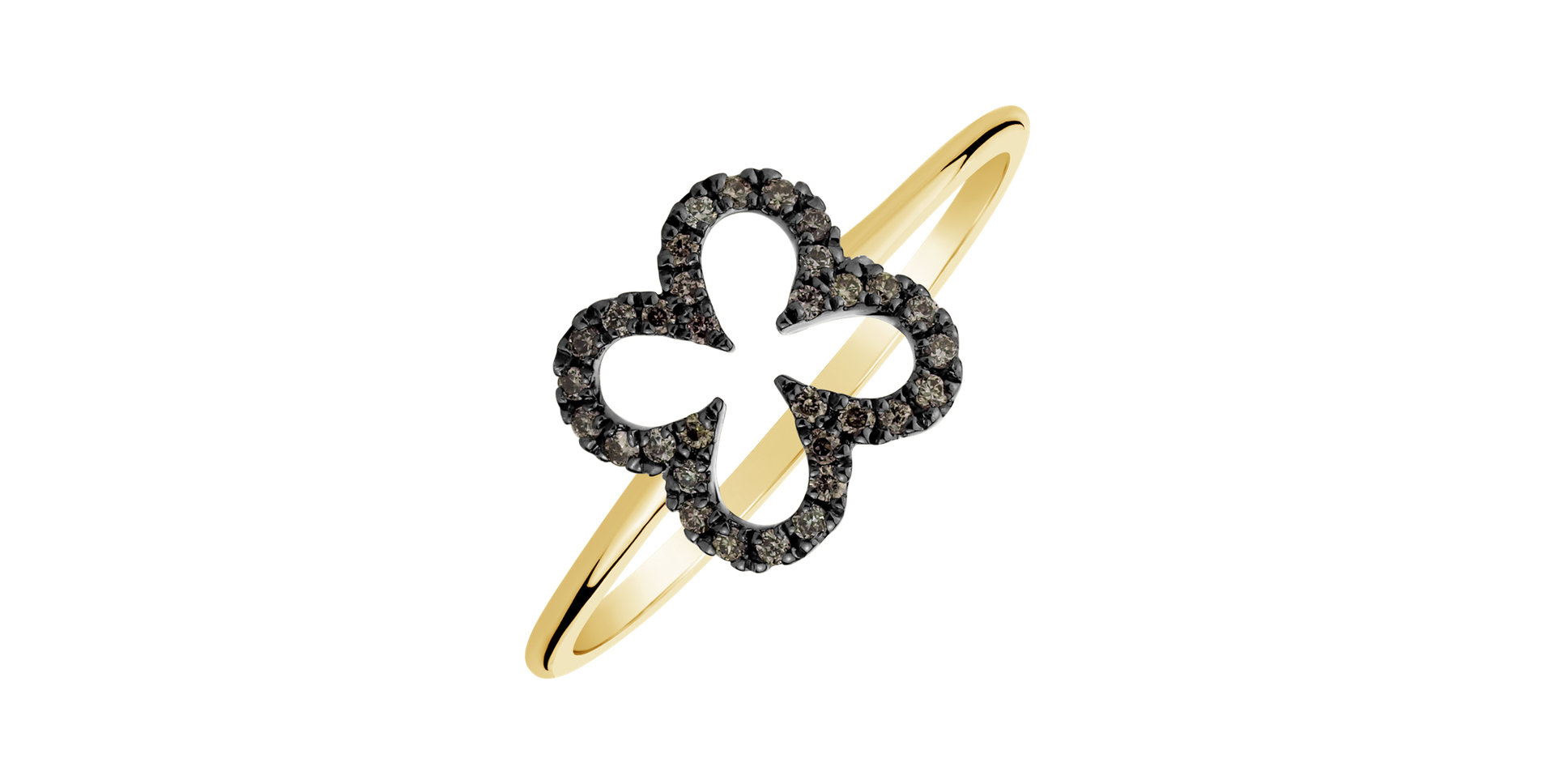 Prsten s hnědými diamanty Glamour