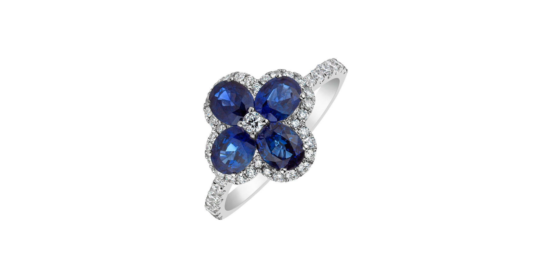 Prsten s diamanty a safíry Sapphire Blossom