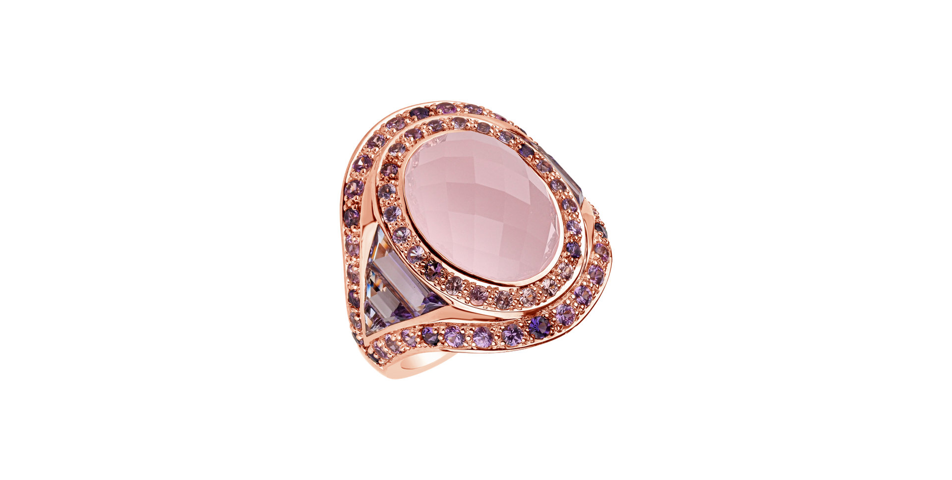 Prsten se safíry a růženínem Cotton Candy