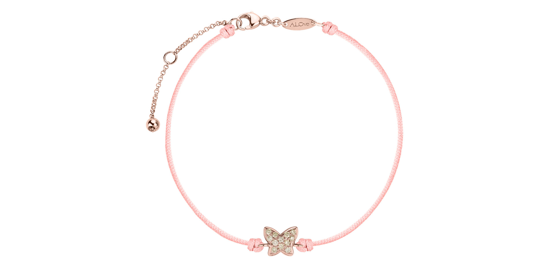 Náramek se šňůrkou a hnědými diamanty Magic Butterfly