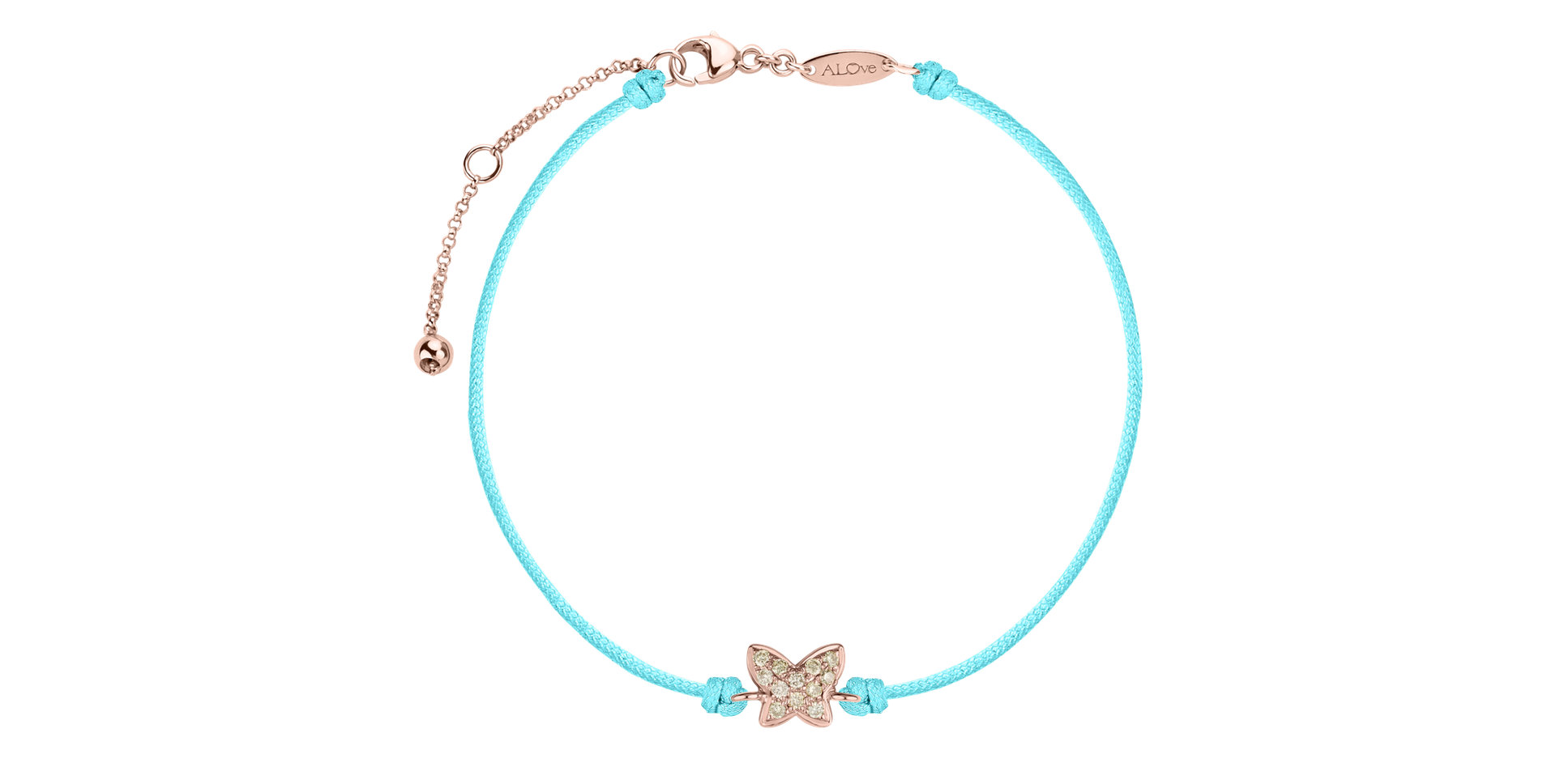 Náramek se šňůrkou a hnědými diamanty Magic Butterfly