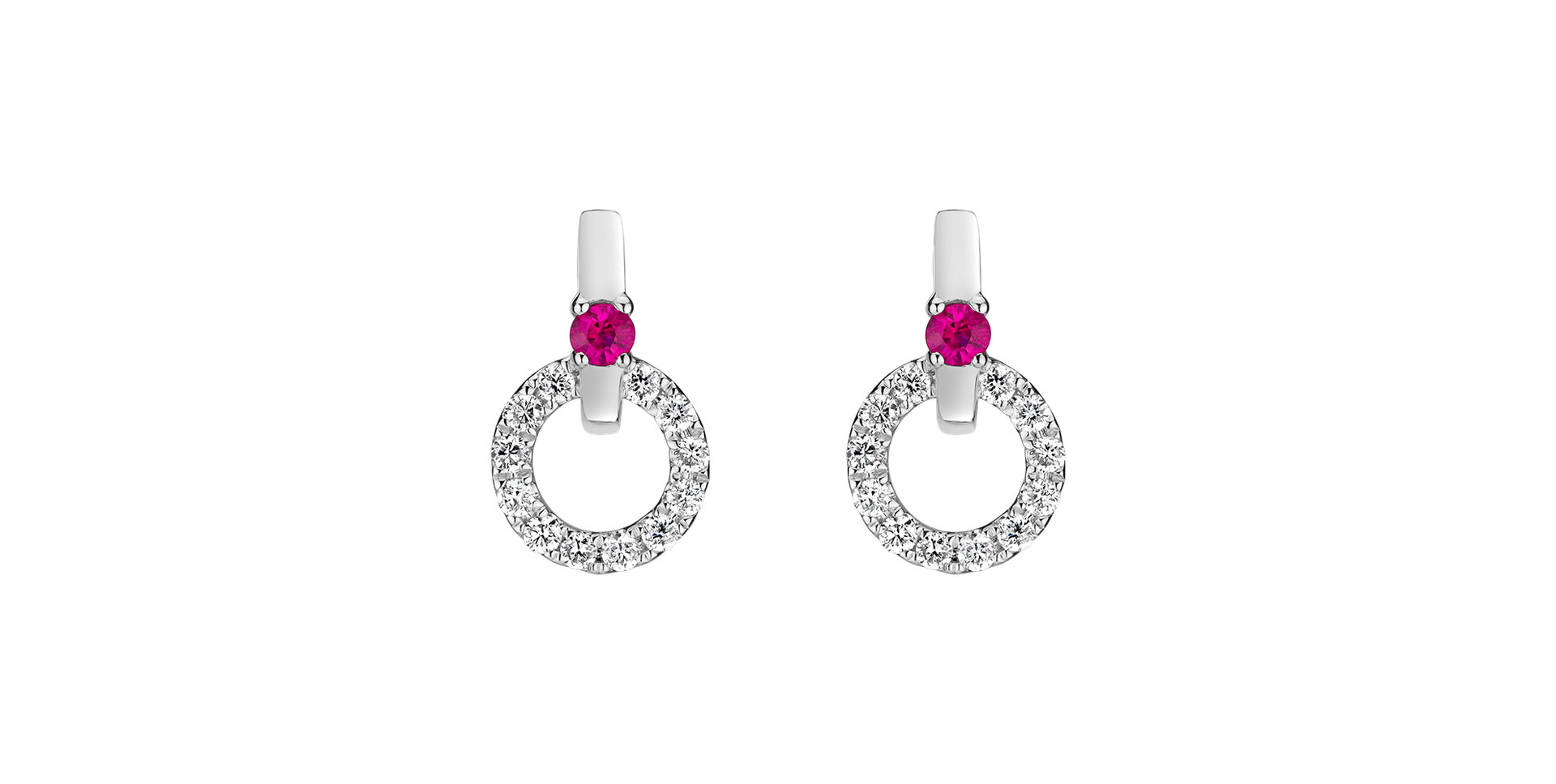 Náušnice s diamanty a rubínem Lovely Circles