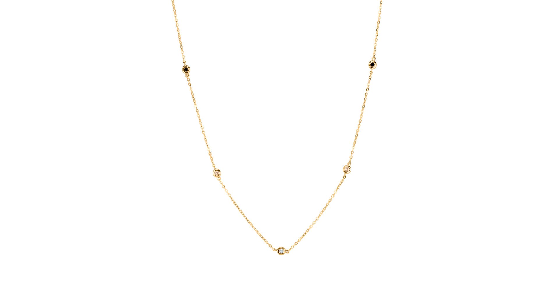 Náhrdelník s černými, hnědými a bílými diamanty Dots