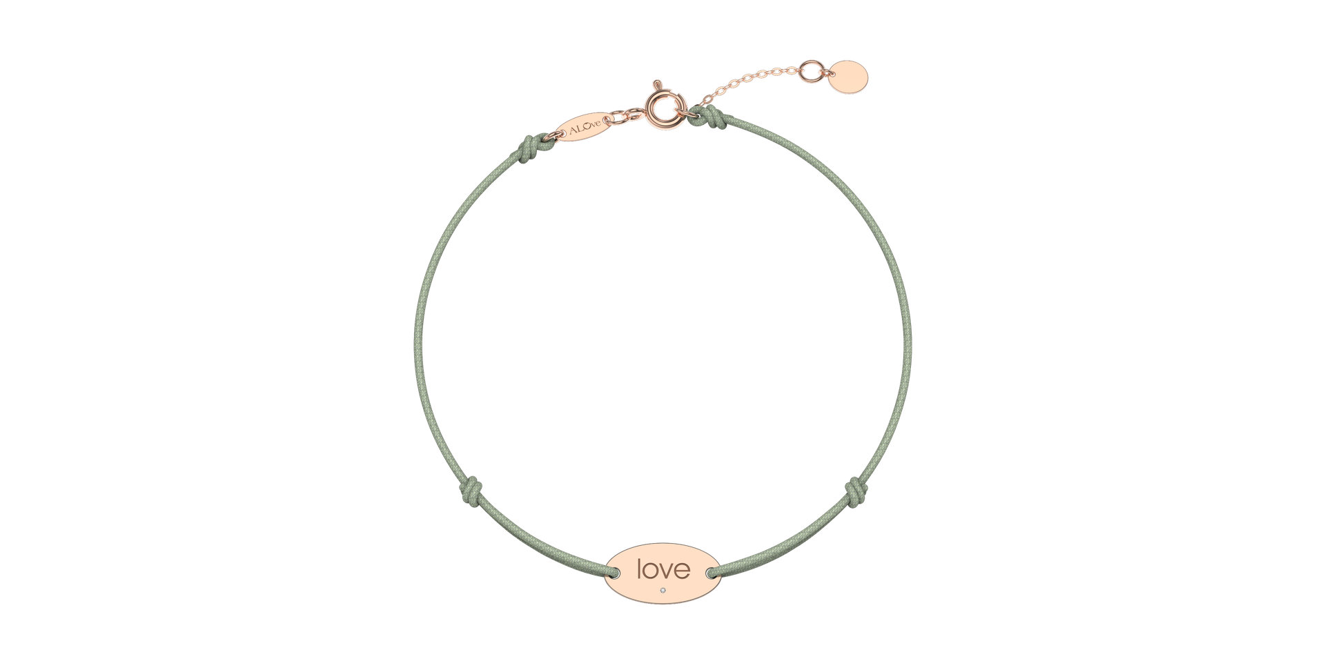 Diamantový náramek se šňůrkou Love