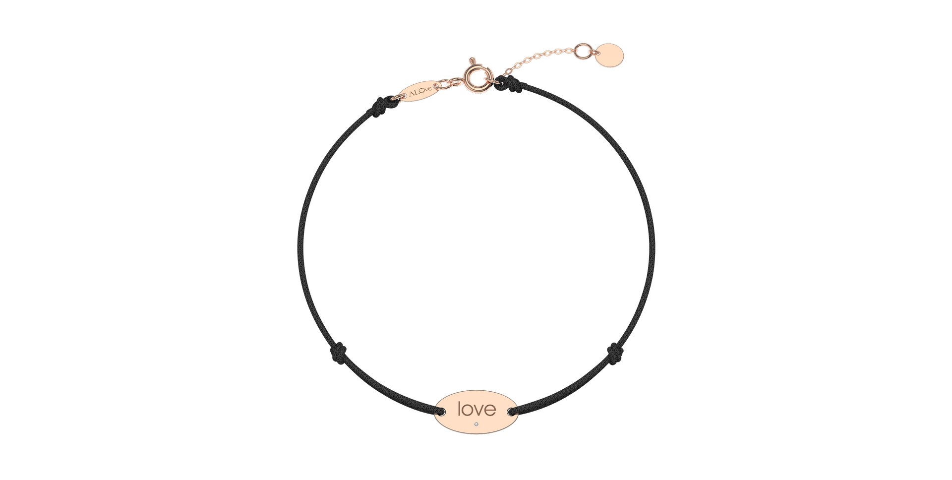 Diamantový náramek se šňůrkou Love