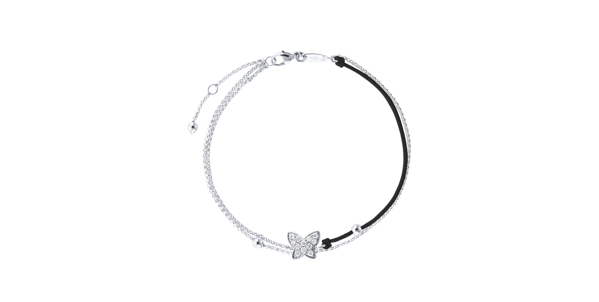 Diamantový náramek se šňůrkou Luxury Butterfly