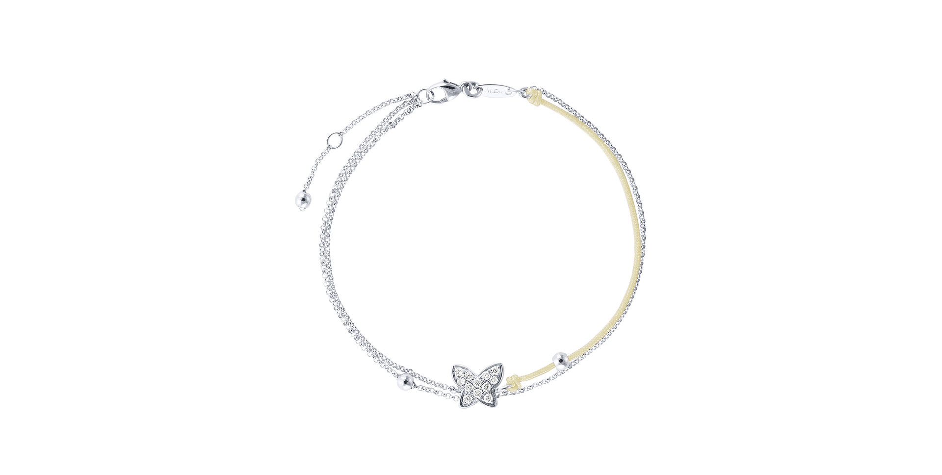 Diamantový náramek se šňůrkou Luxury Butterfly