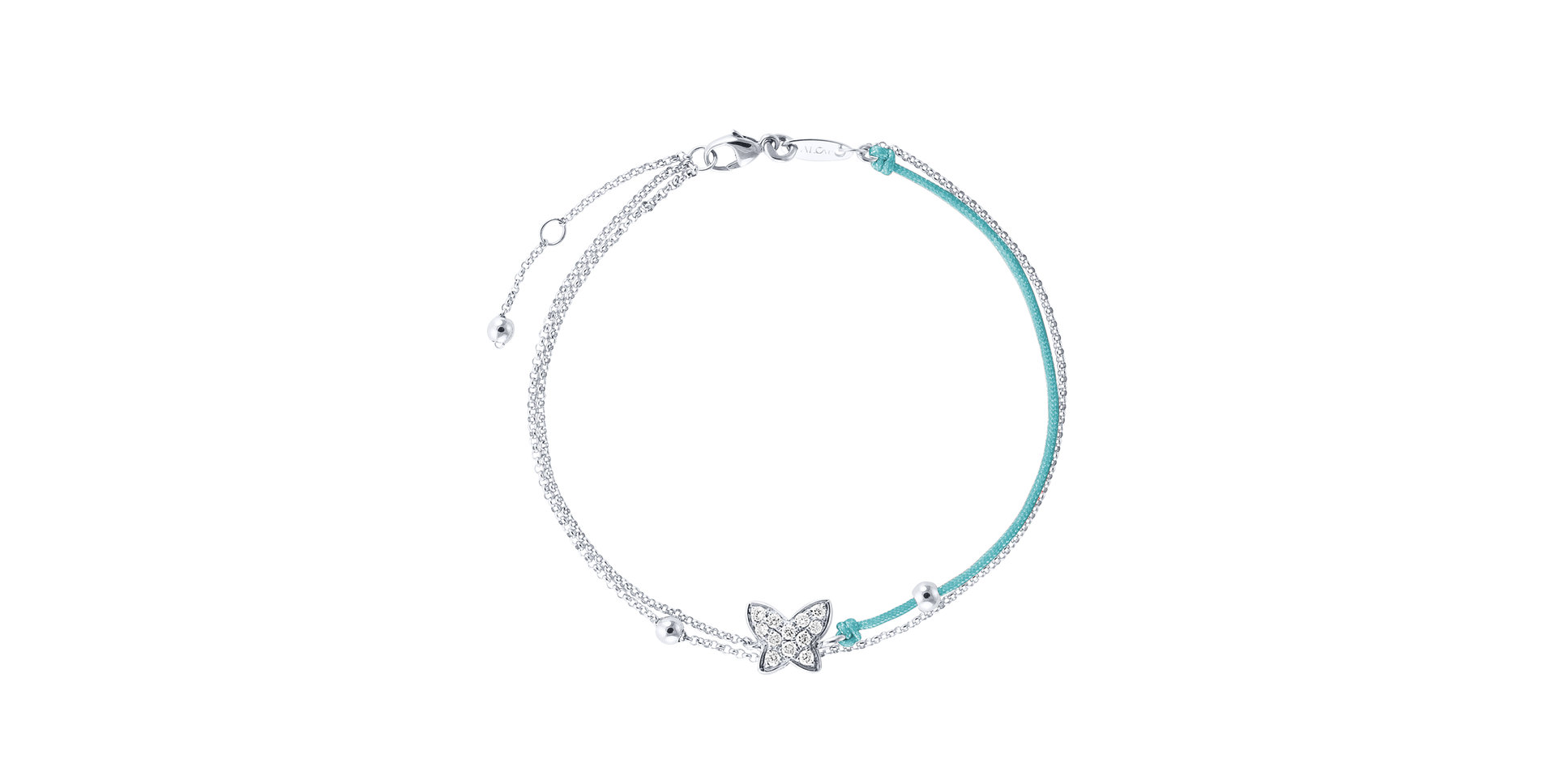 Diamantový náramek se šňůrkou Luxury Butterfly