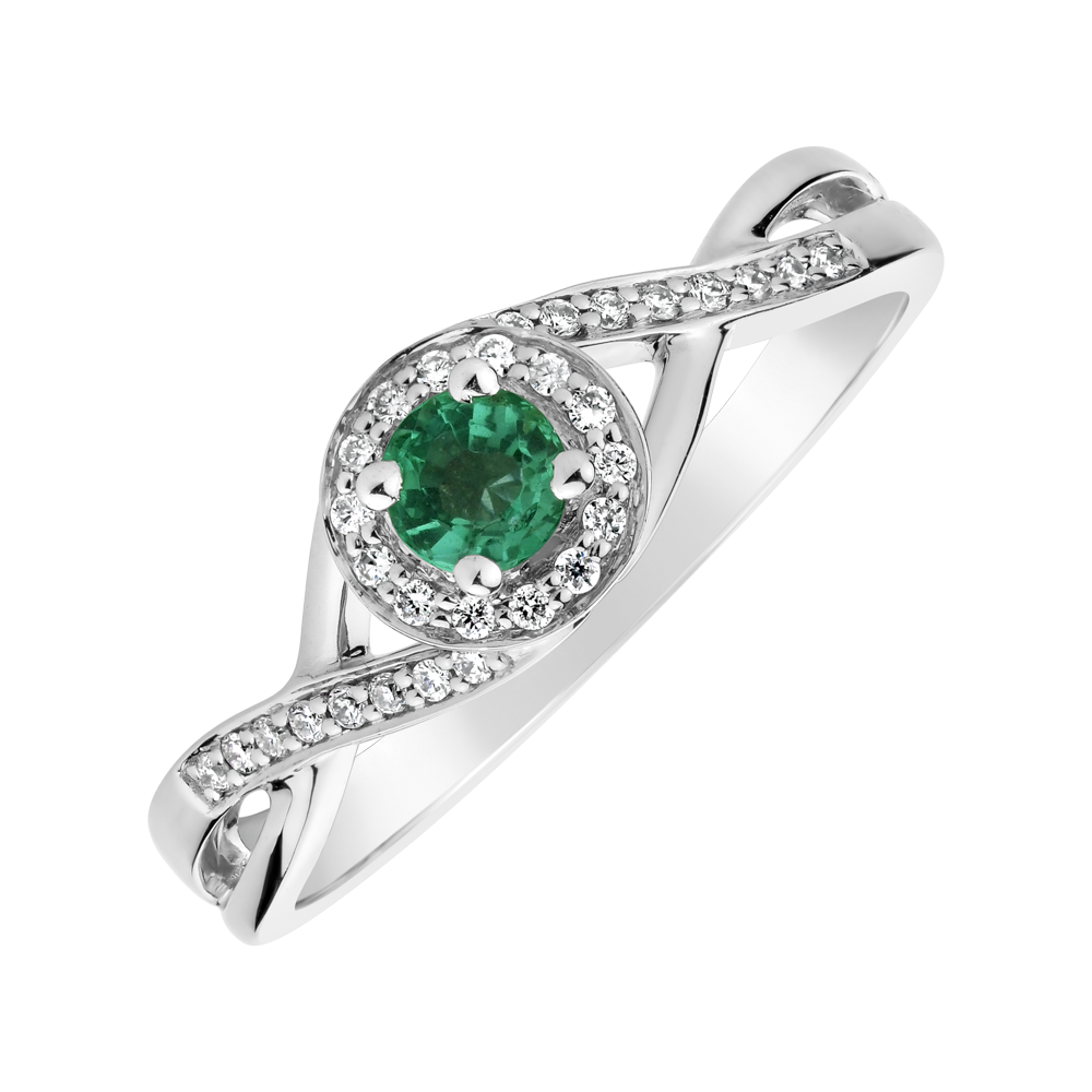Prsten s diamanty a smaragdem Curvy Wish | Halada
