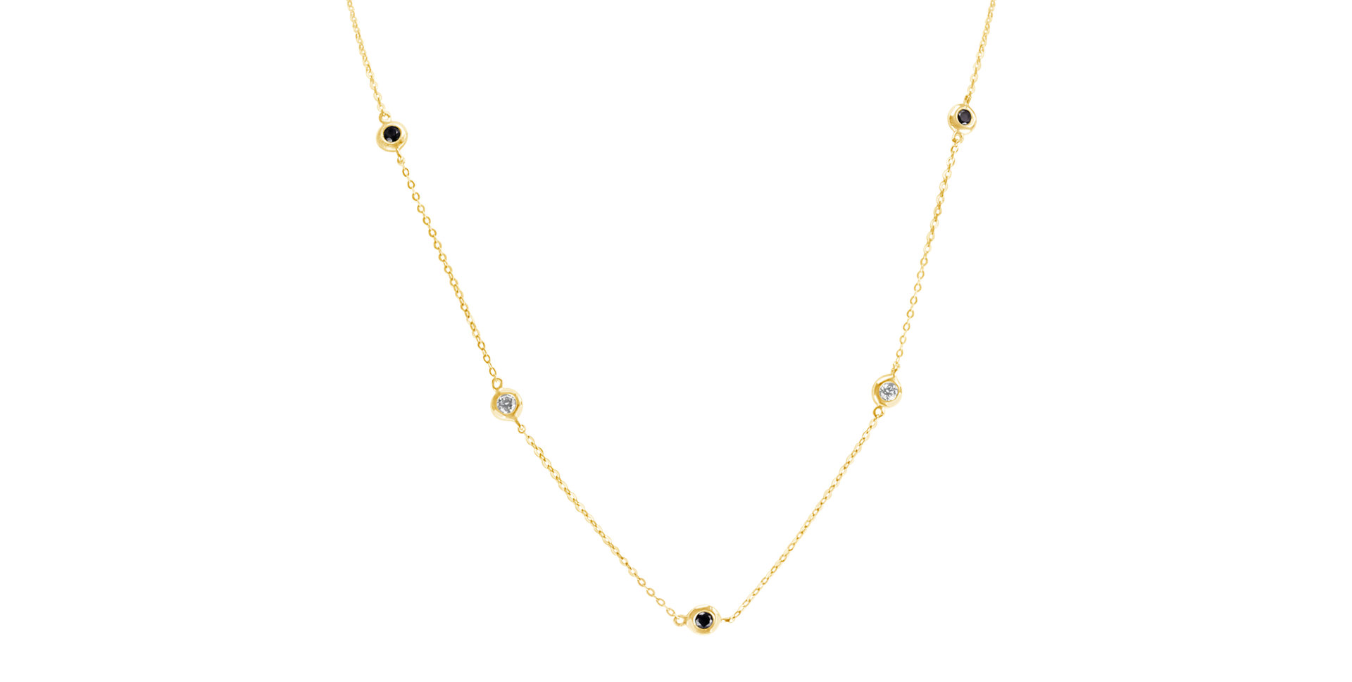 Náhrdelník s černými a bílými diamanty Dots