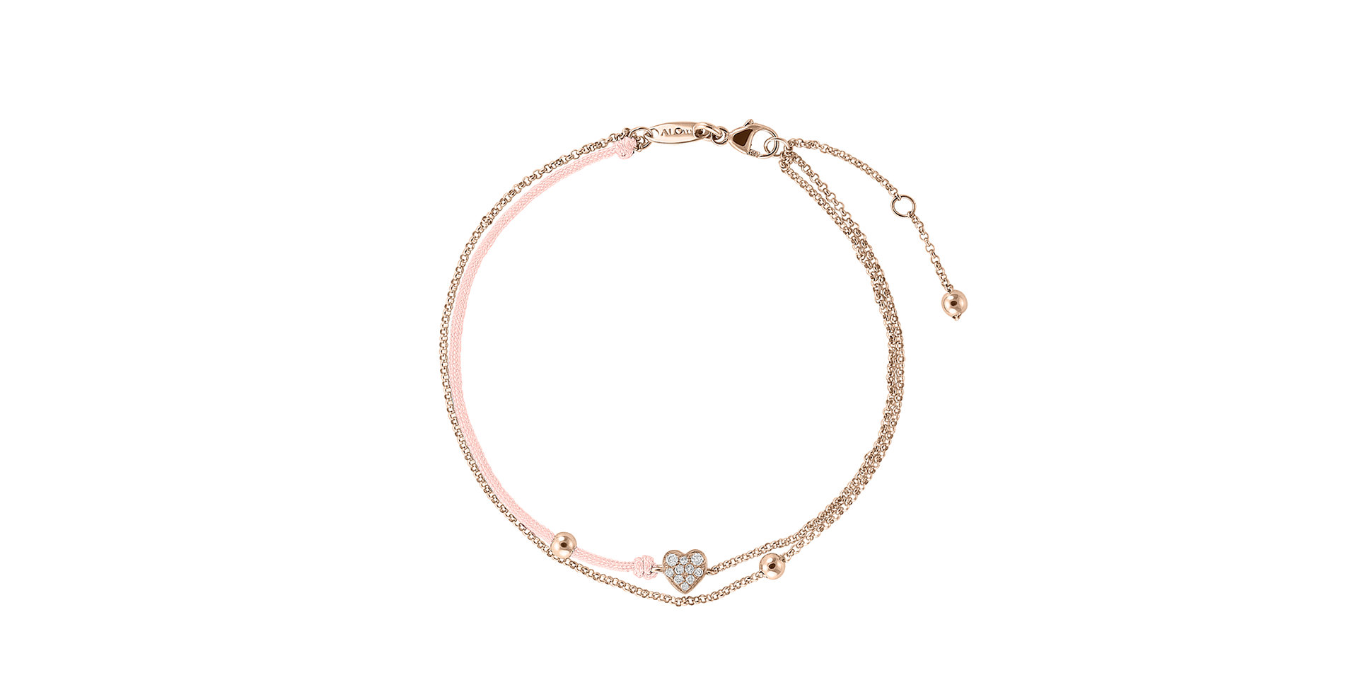 Diamantový náramek se šňůrkou Diamond Heart