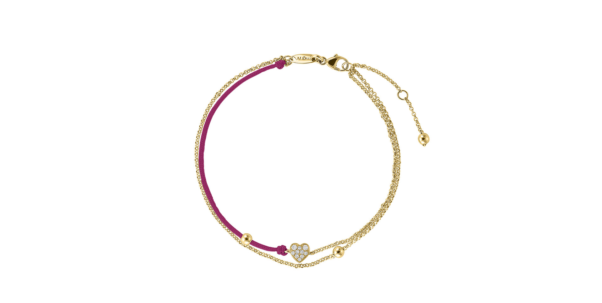 Diamantový náramek se šňůrkou Diamond Heart