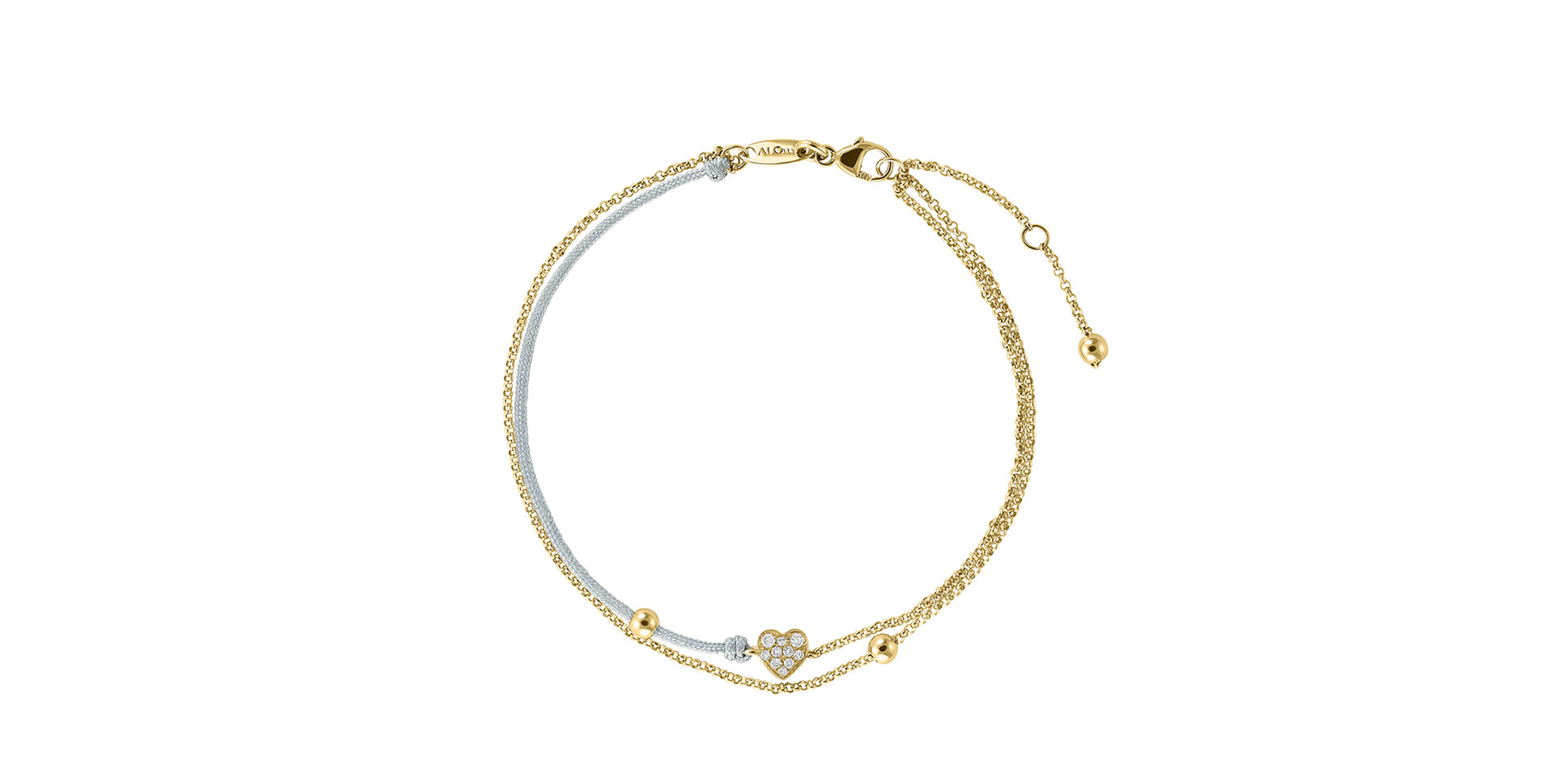 Diamantový náramek se šňůrkou Diamond Heart