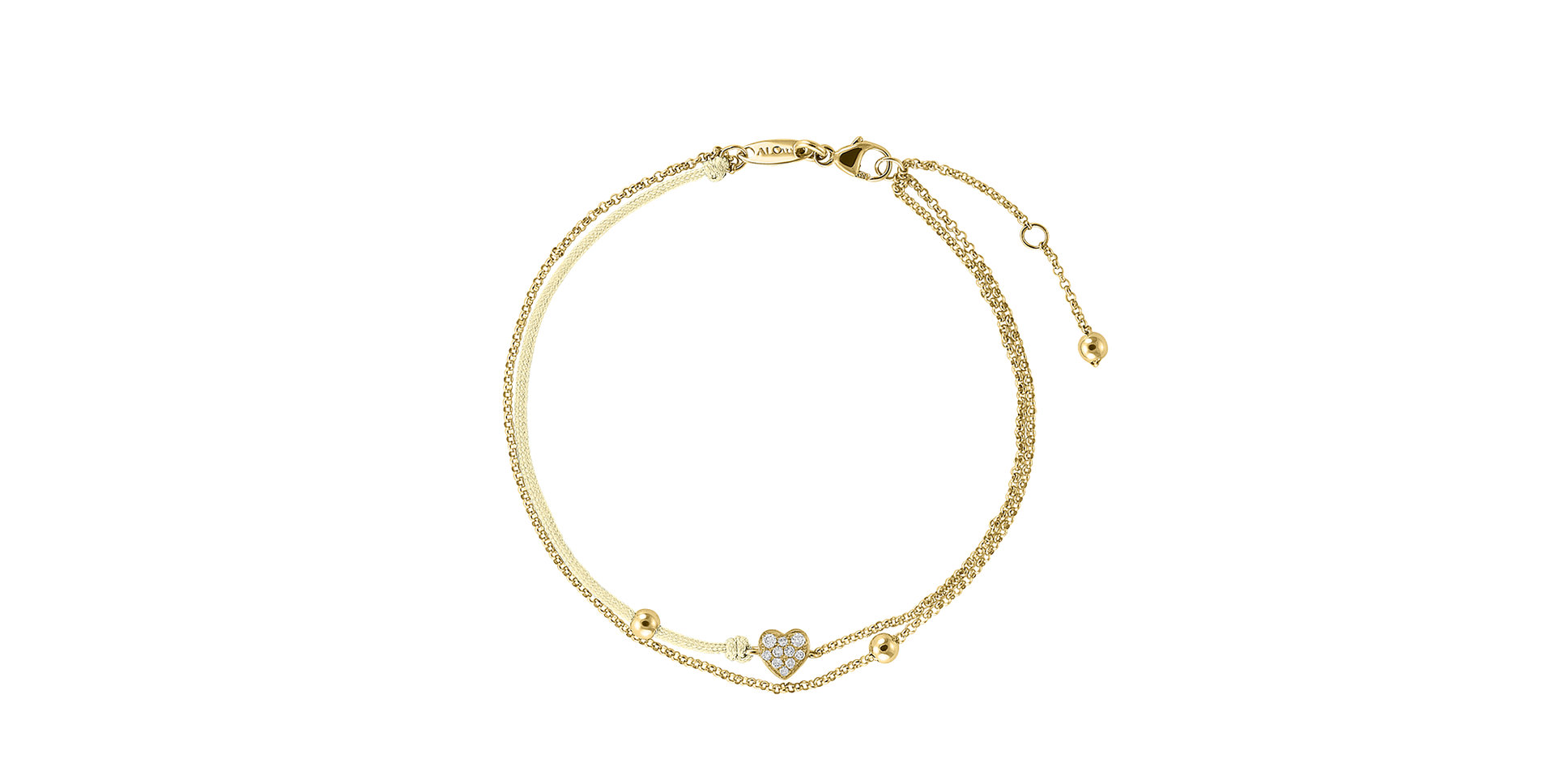 Diamantový náramek se šňůrkou Diamond Heart