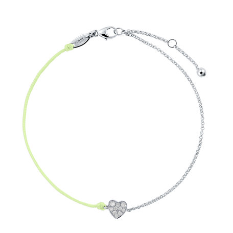 Diamantový náramek se šňůrkou Little Heart