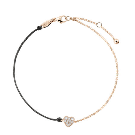Diamantový náramek se šňůrkou Little Heart