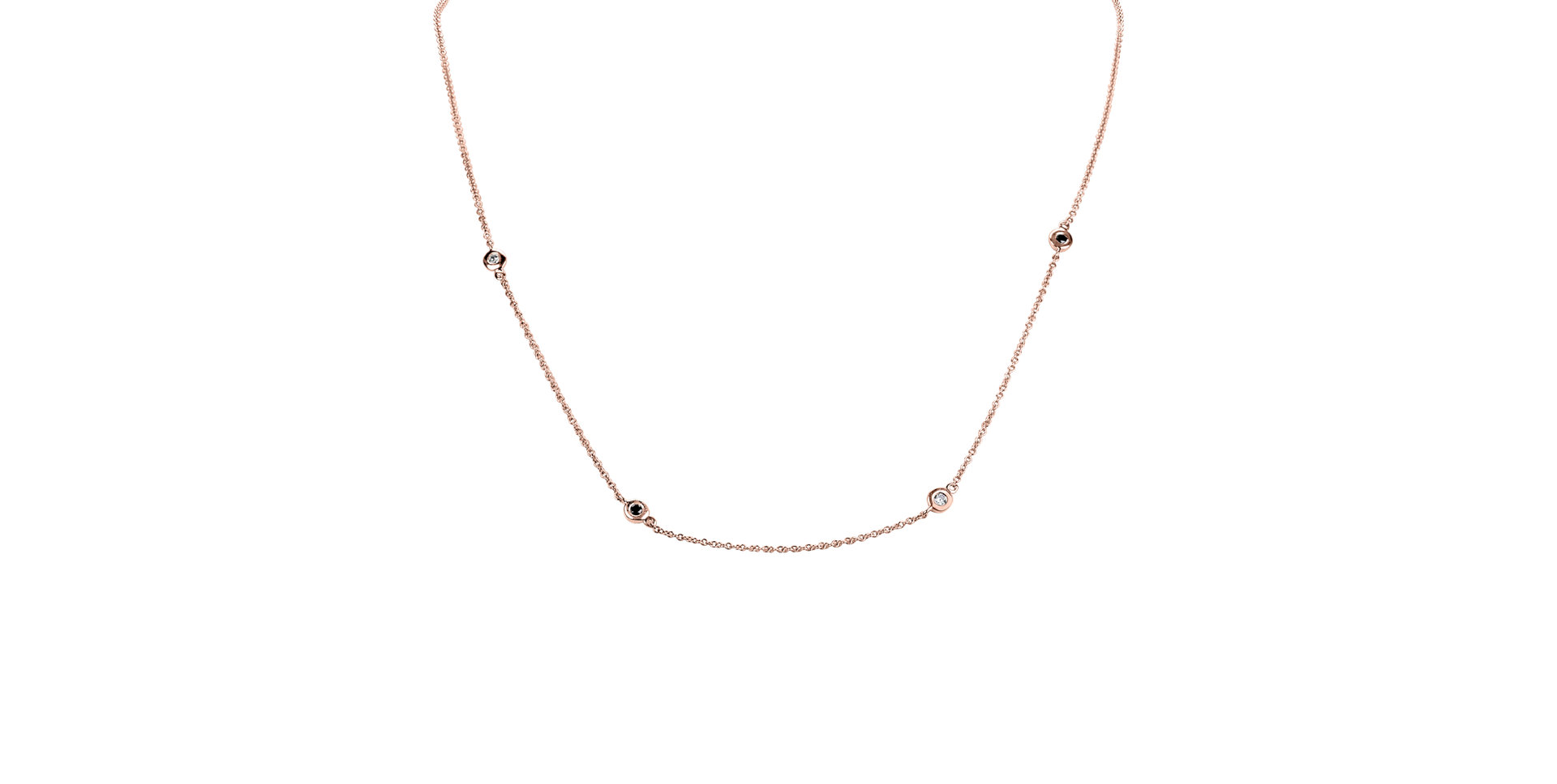 Náhrdelník s černými, hnědými a bílými diamanty Dots