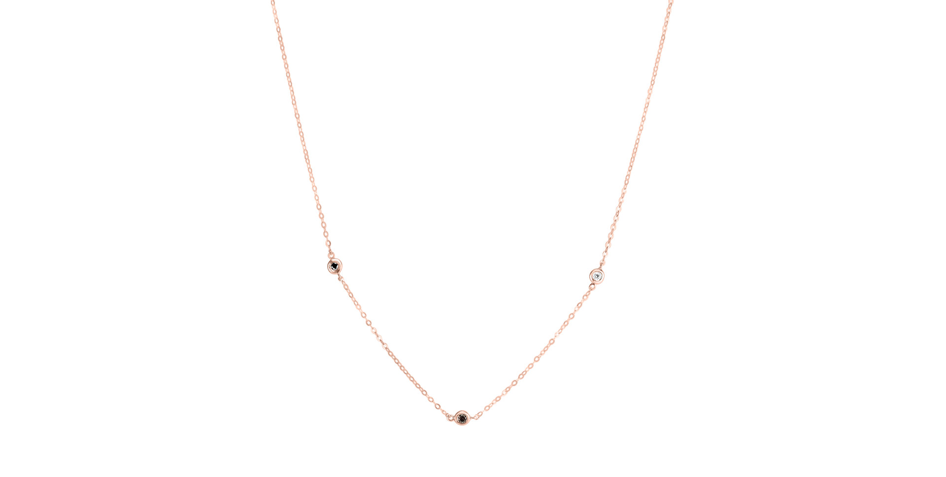 Náhrdelník s černými, hnědými a bílými diamanty Dots