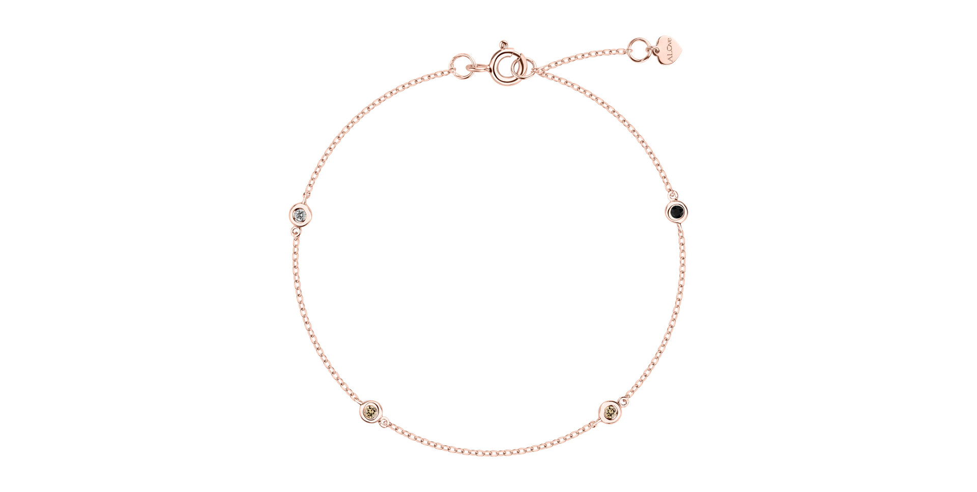 Náramek s černými a hnědými diamanty Dots