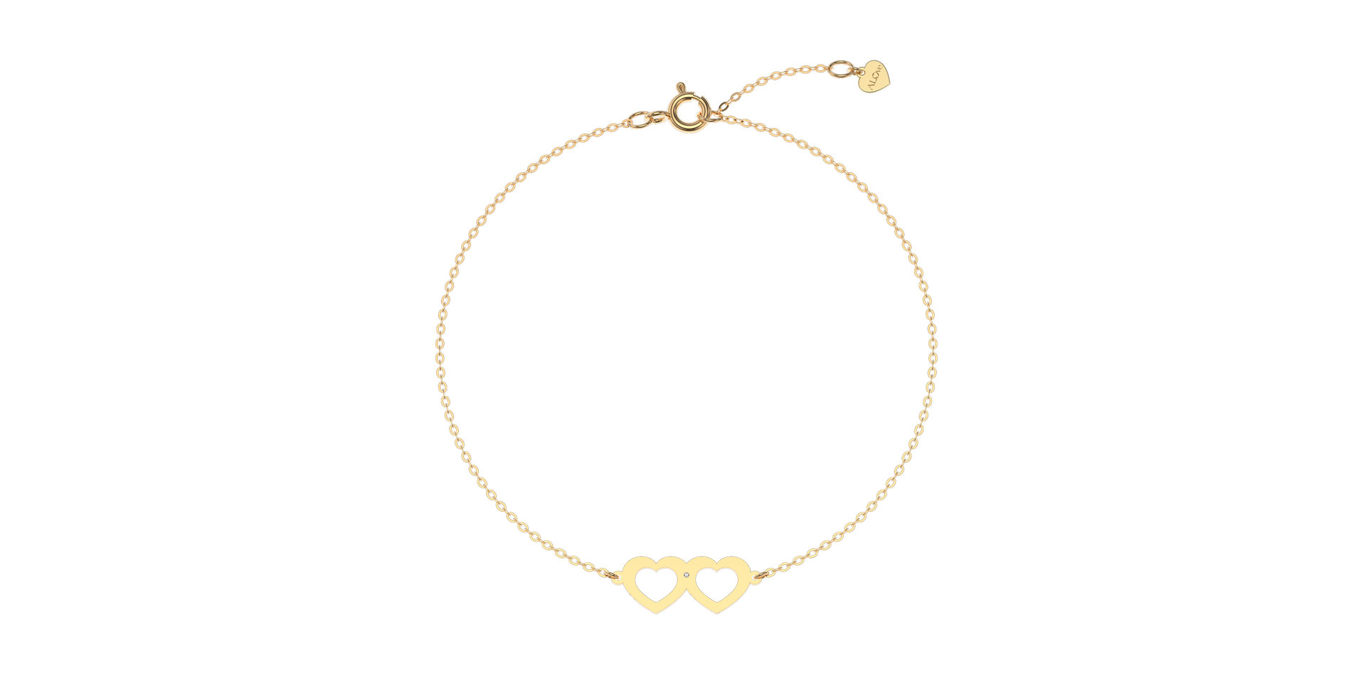 Náramek s diamantem Two Hearts