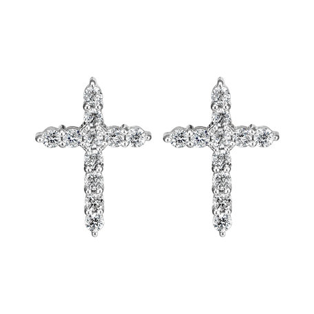 Náušnice s diamanty Glittering Cross