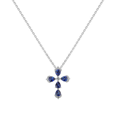 Přívěs s diamanty a safíry Temptation Cross