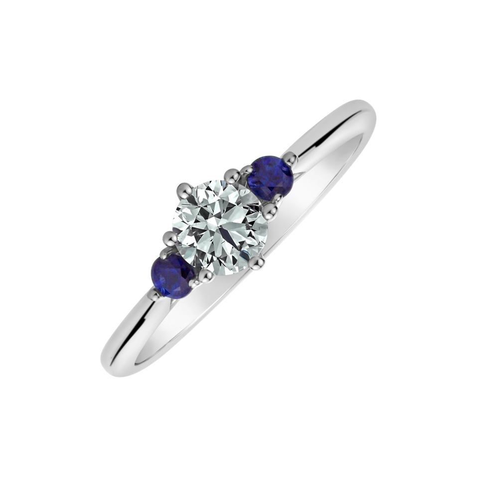 Prsten s diamantem a safíry Midnight Serenity