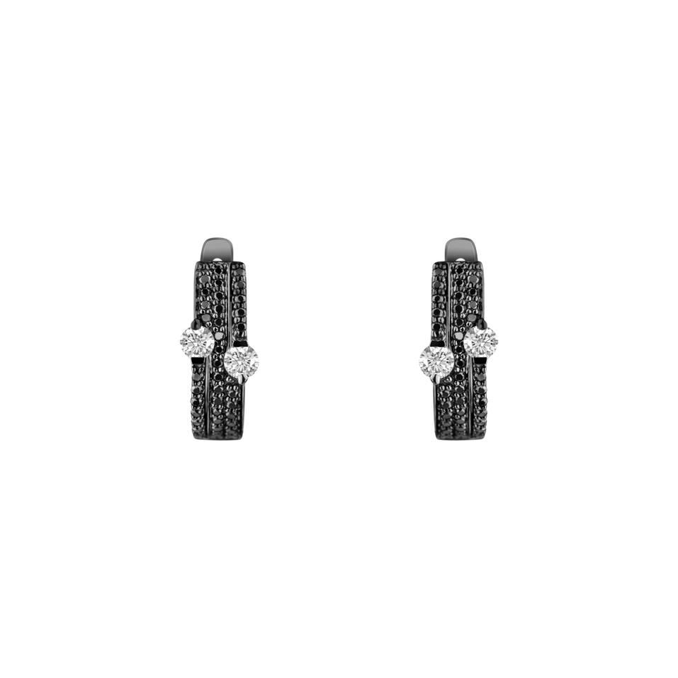 Náušnice s černými a bílými diamanty Alchemy Essence