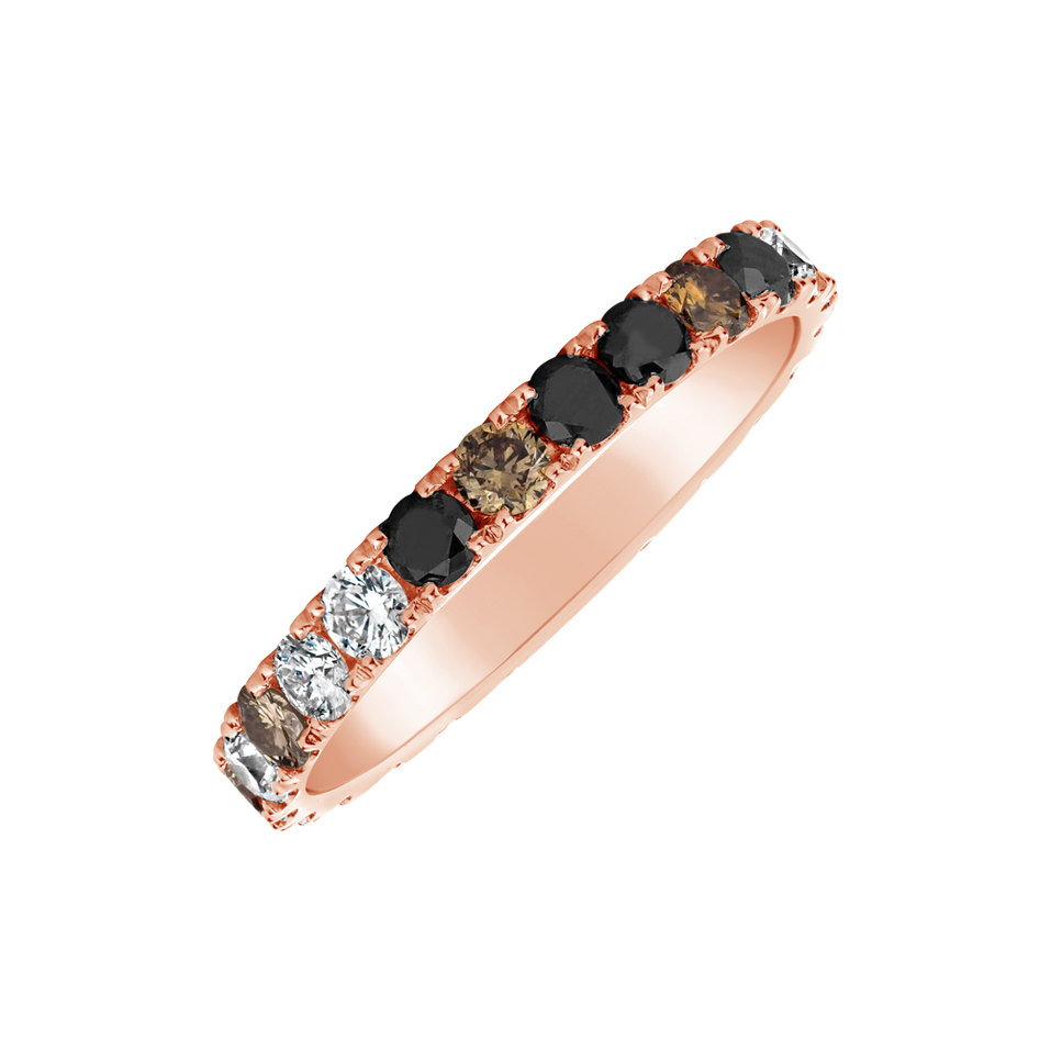 Prsten s bílými, hnědými a černými diamanty Eternal Promise