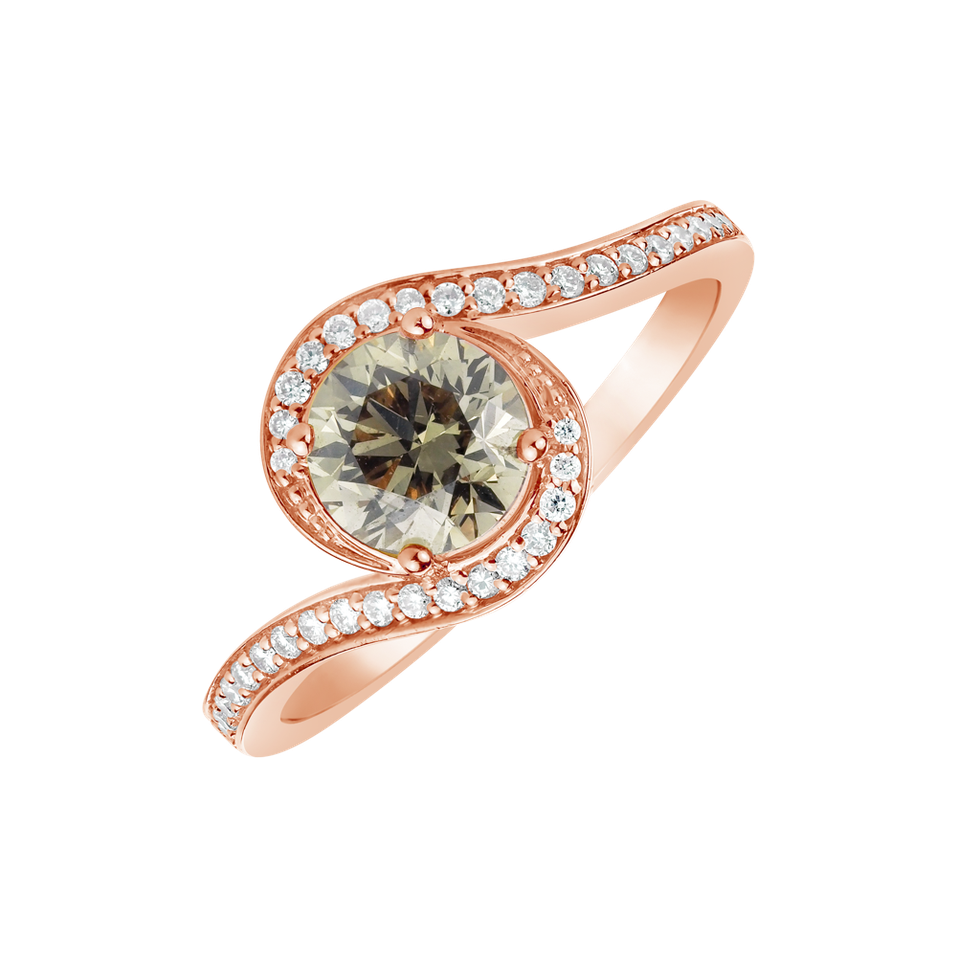 Prsten s bílými a hnědými diamanty Royal Twist