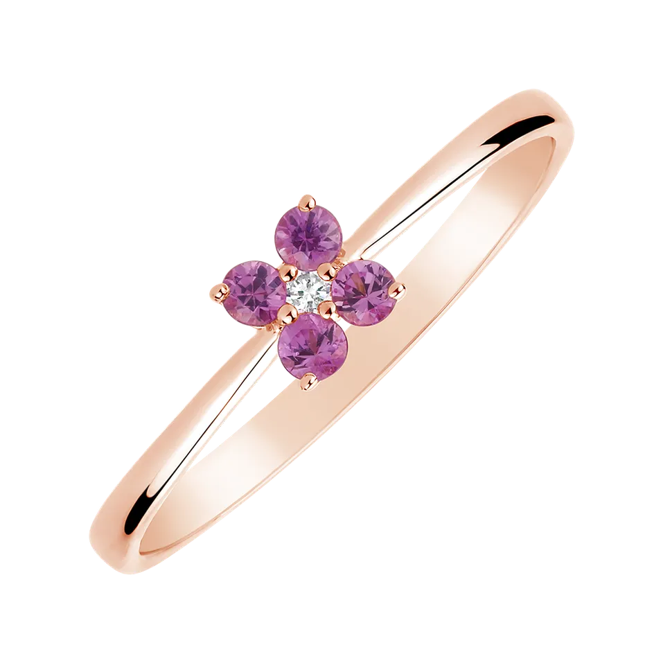 Prsten s diamantem a růžovými safíry Divine Bloom