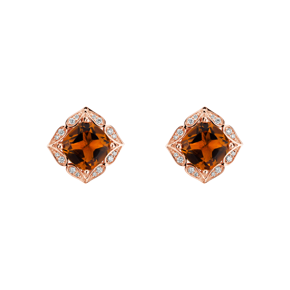 Náušnice s citrínem a diamanty Glamourous Queen