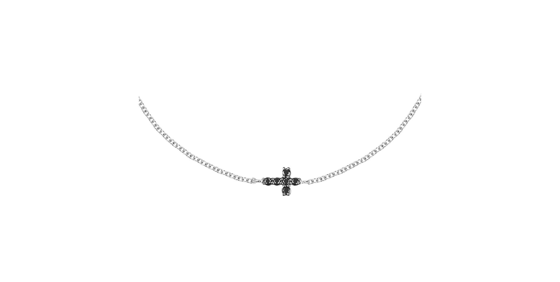 Náramek s černými diamanty Shiny Cross