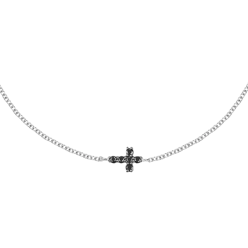 Náramek s černými diamanty Shiny Cross