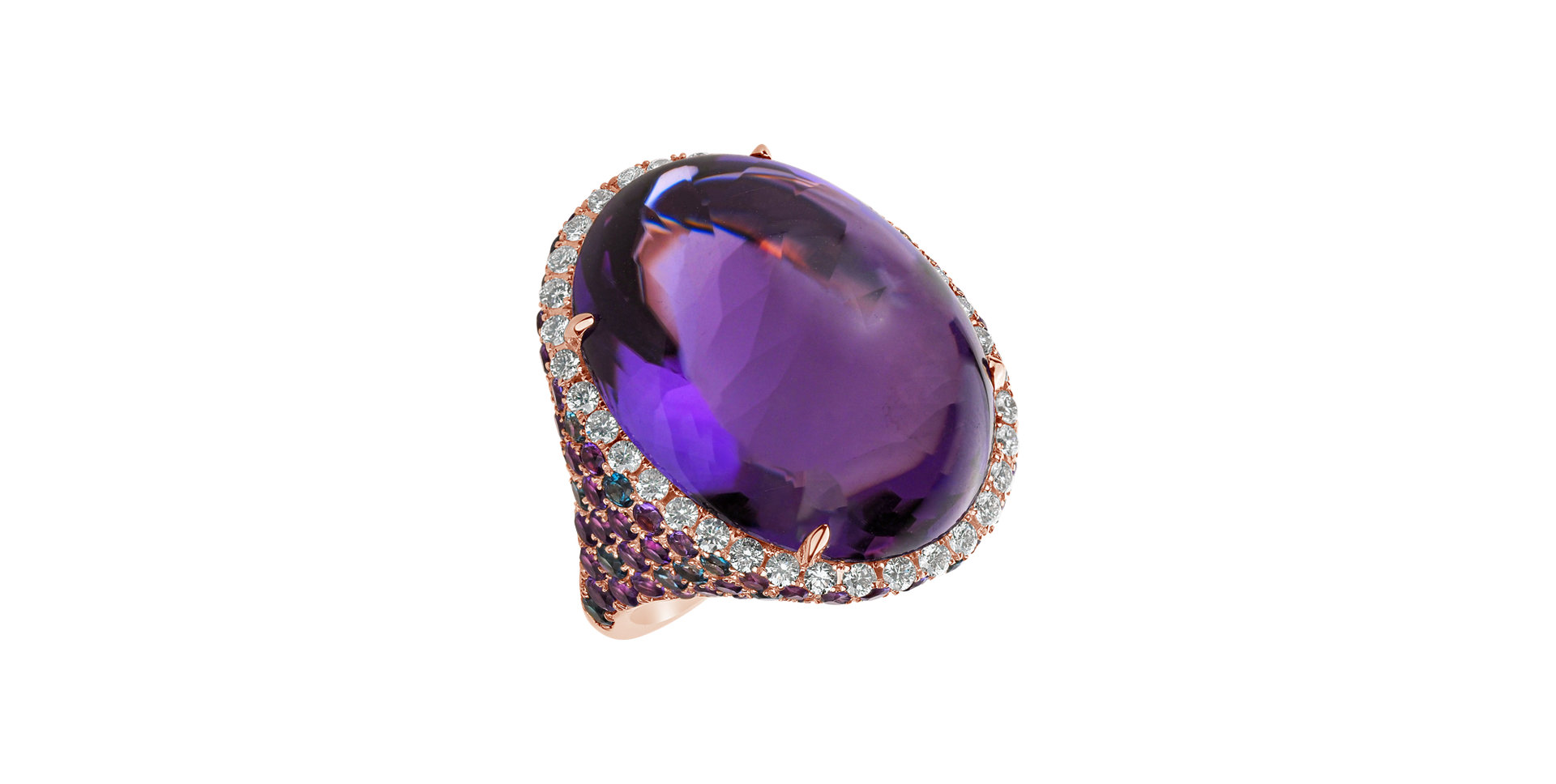 Prsten s ametystem, diamanty a topazy Inferno Symphony