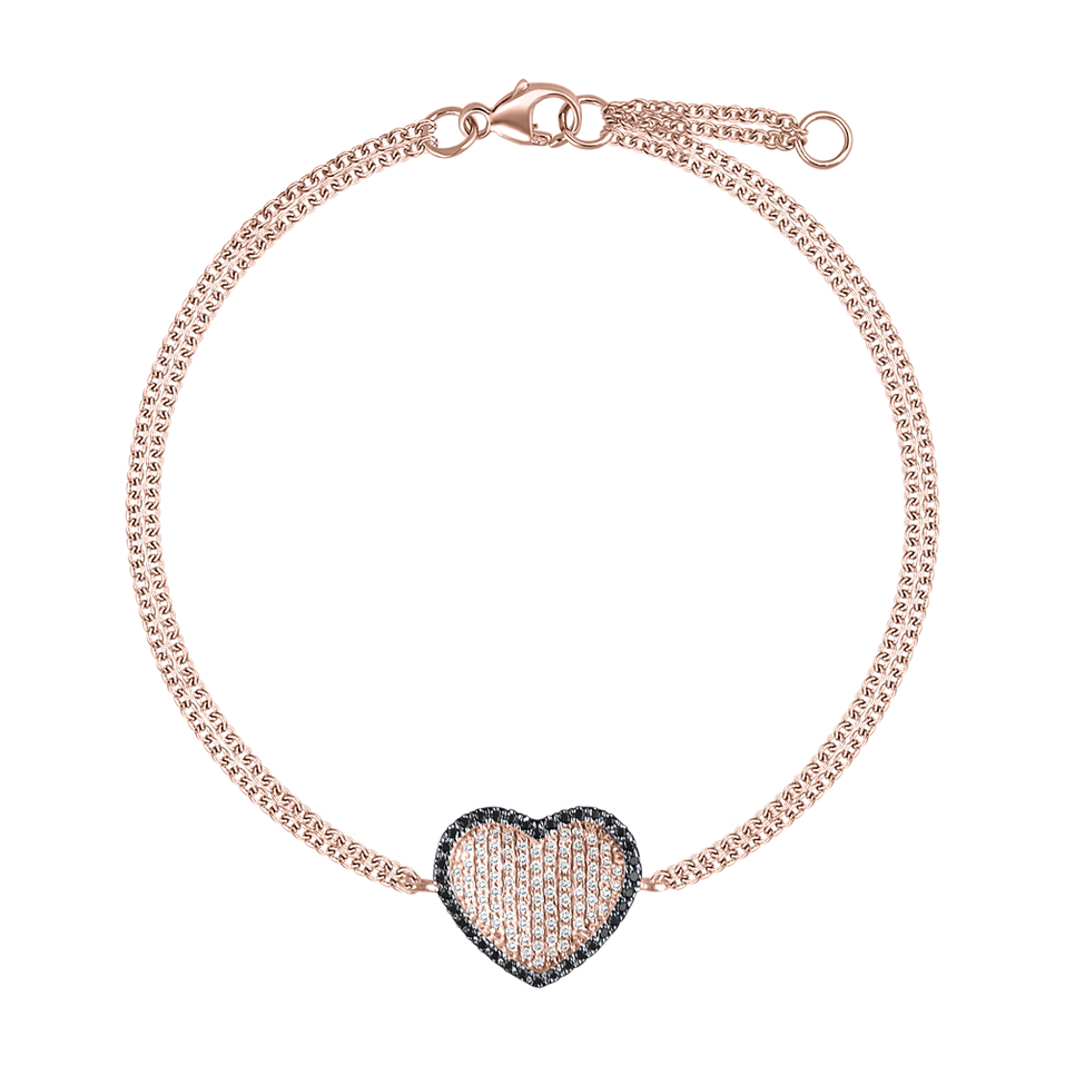 Náramek s bílými a černými diamanty Love Dimension
