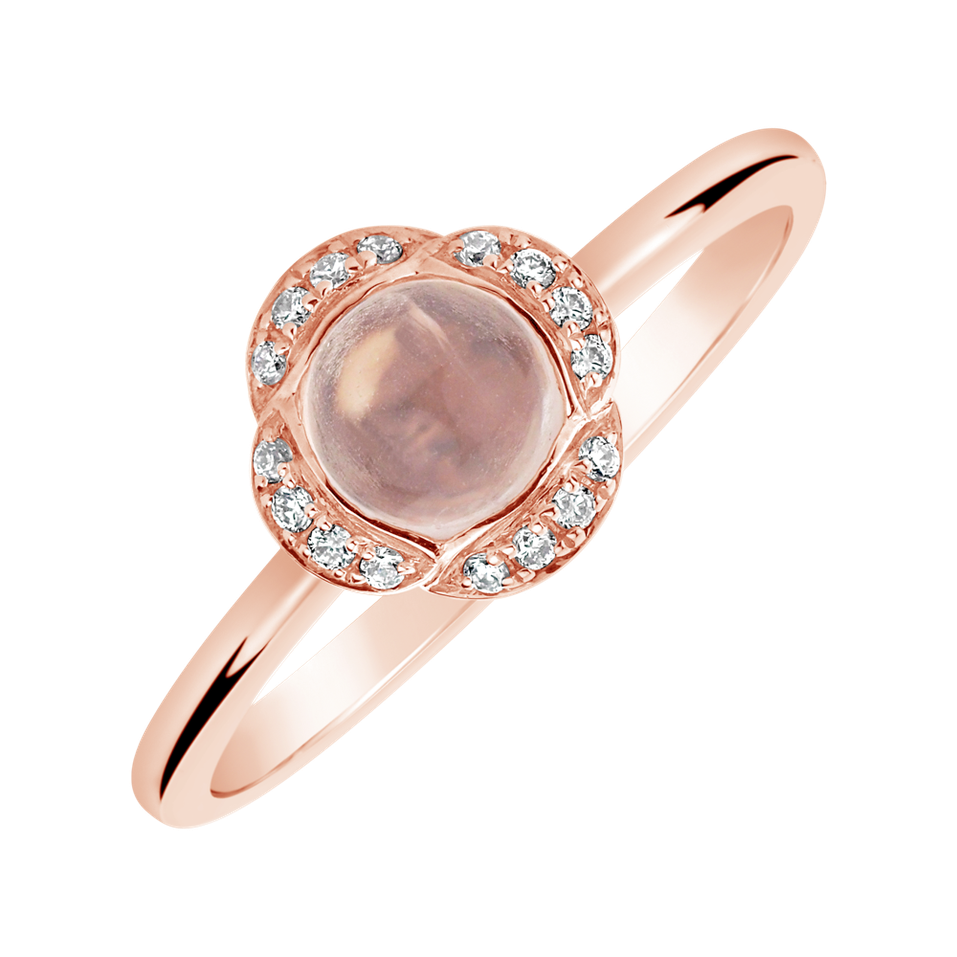 Prsten s růženínem a diamanty Floral Candy