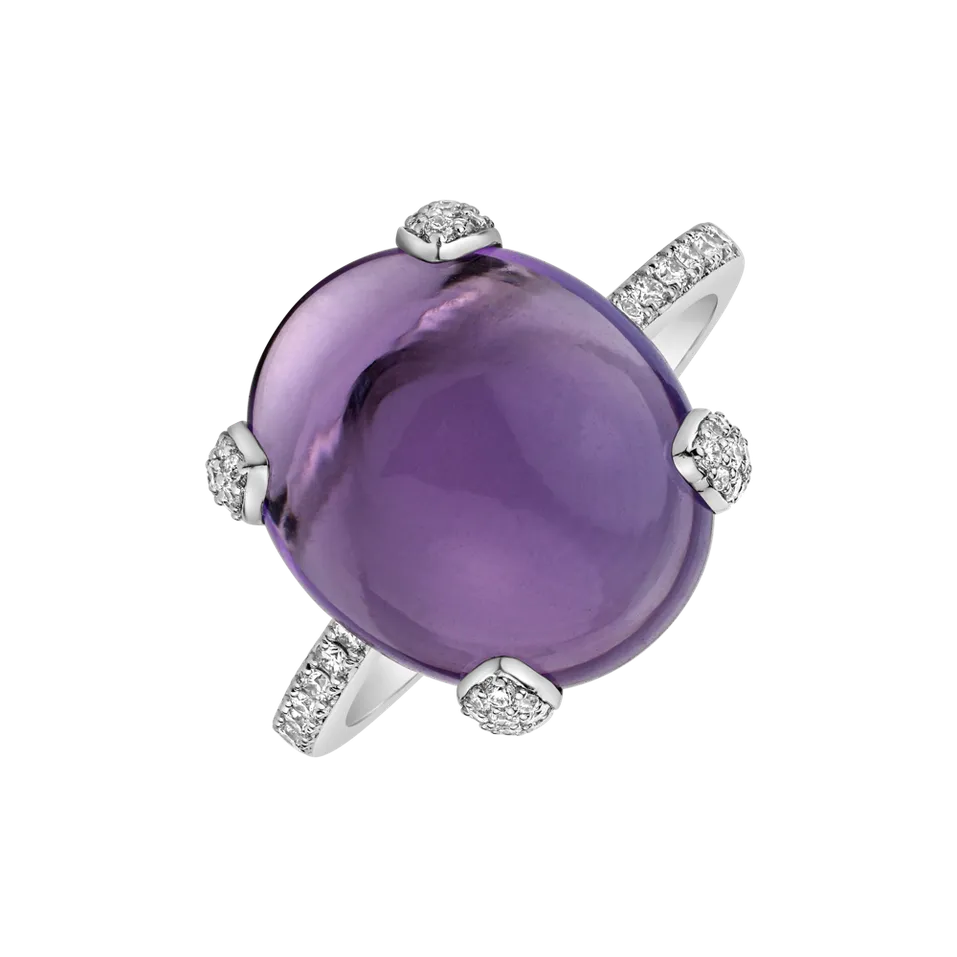 Prsten s ametystem a diamanty Niche