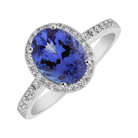 Prsten s diamanty a tanzanitem Princess
