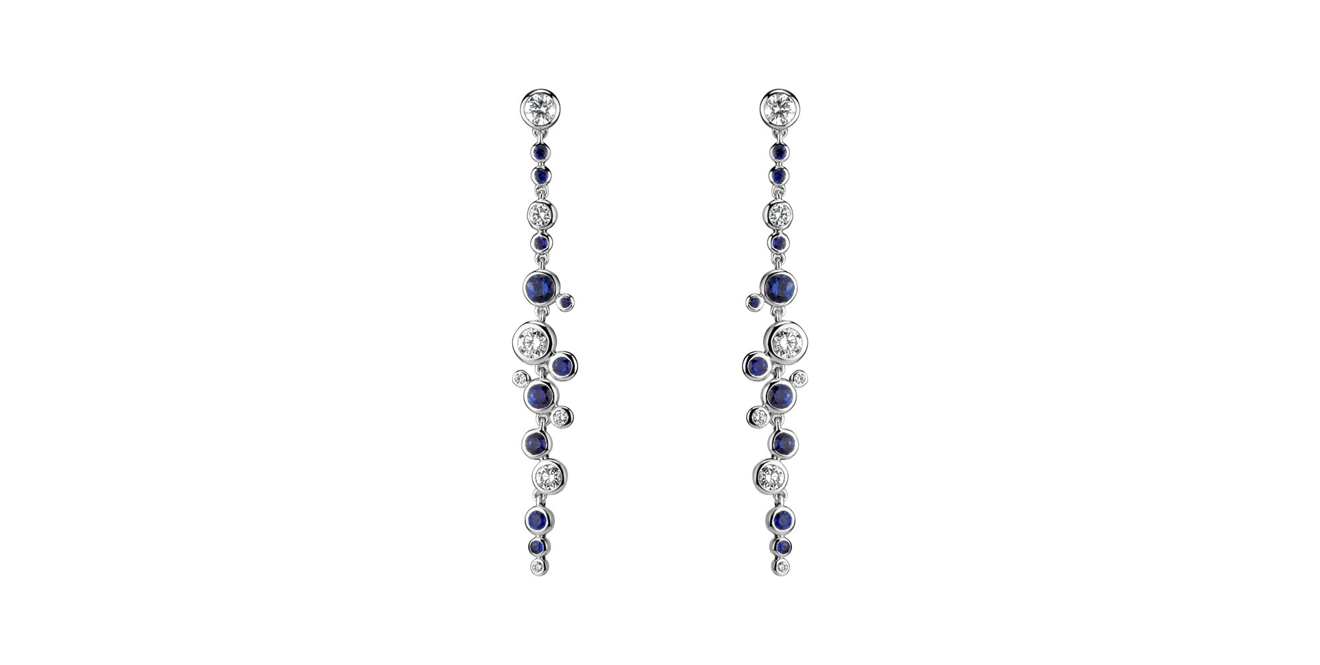 Náušnice s diamanty a safíry Heaven Waterfall