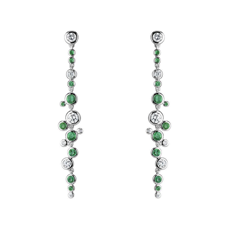 Náušnice s diamanty a smaragdy Heaven Waterfall