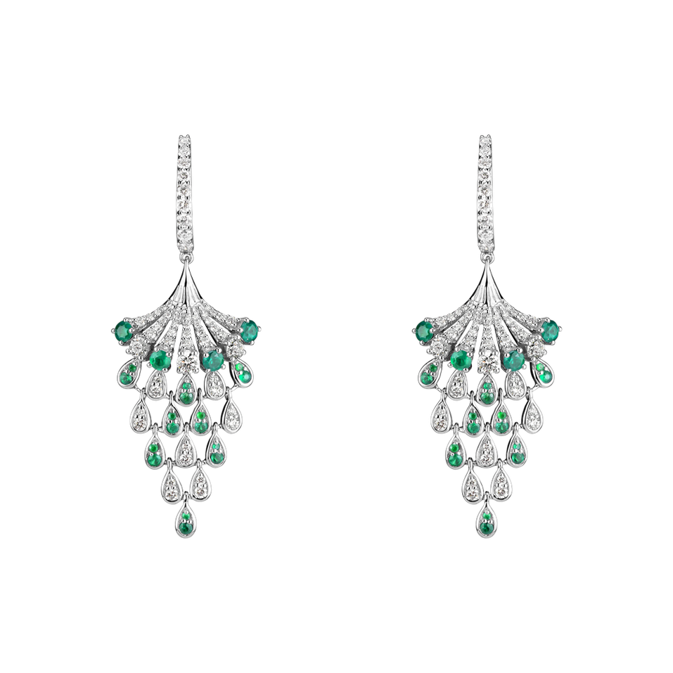 Náušnice s diamanty a smaragdy Royal Mesh