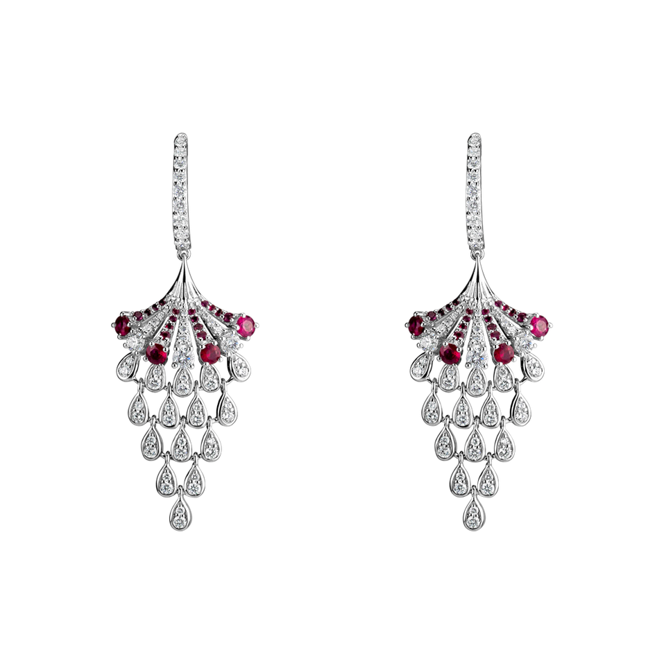 Náušnice s diamanty a rubíny Royal Mesh