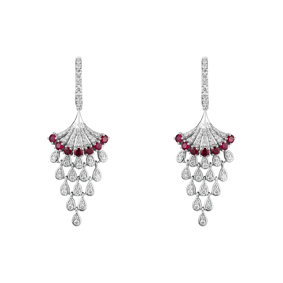 Náušnice s diamanty a rubíny Royal Mesh