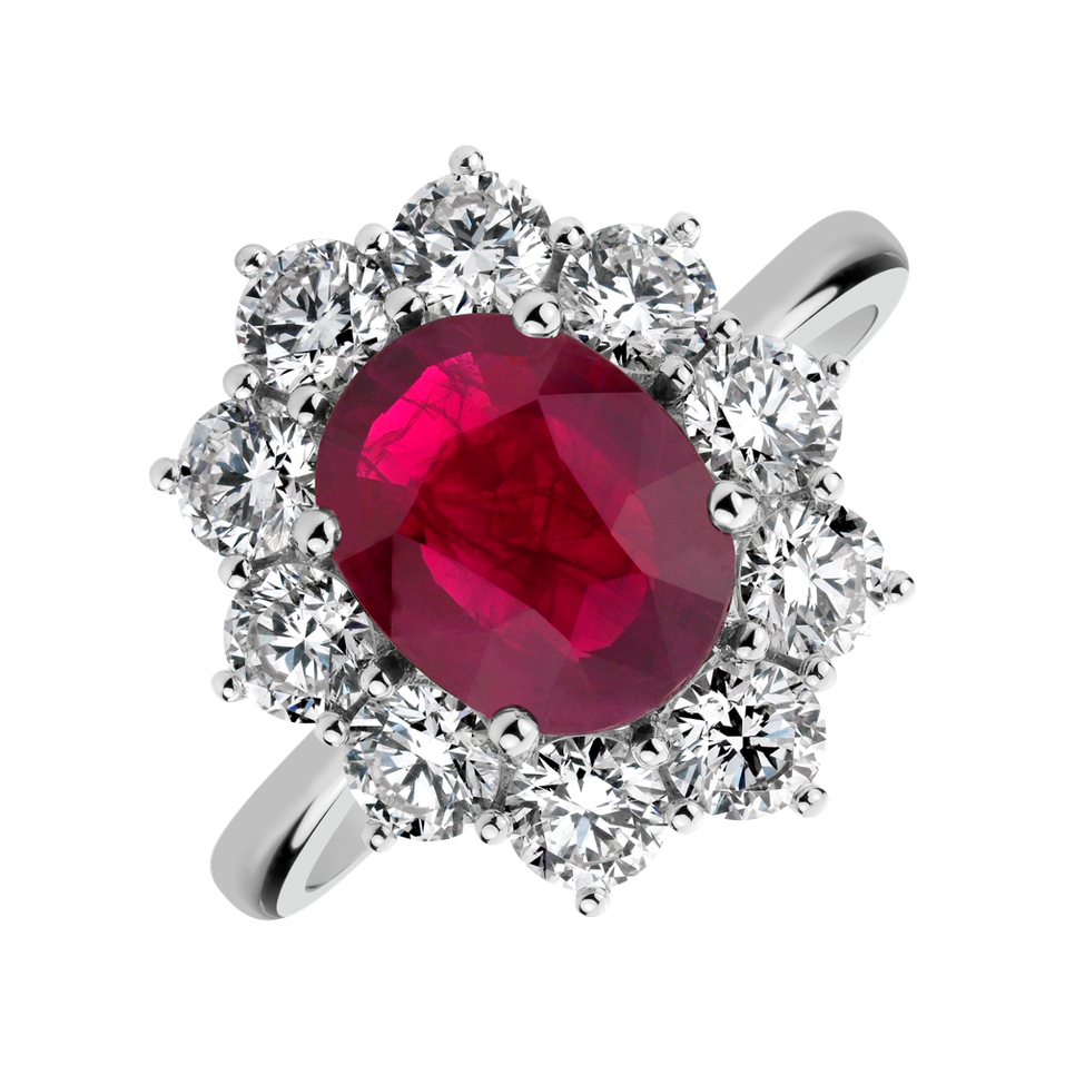 Prsten s rubínem a diamanty Princess
