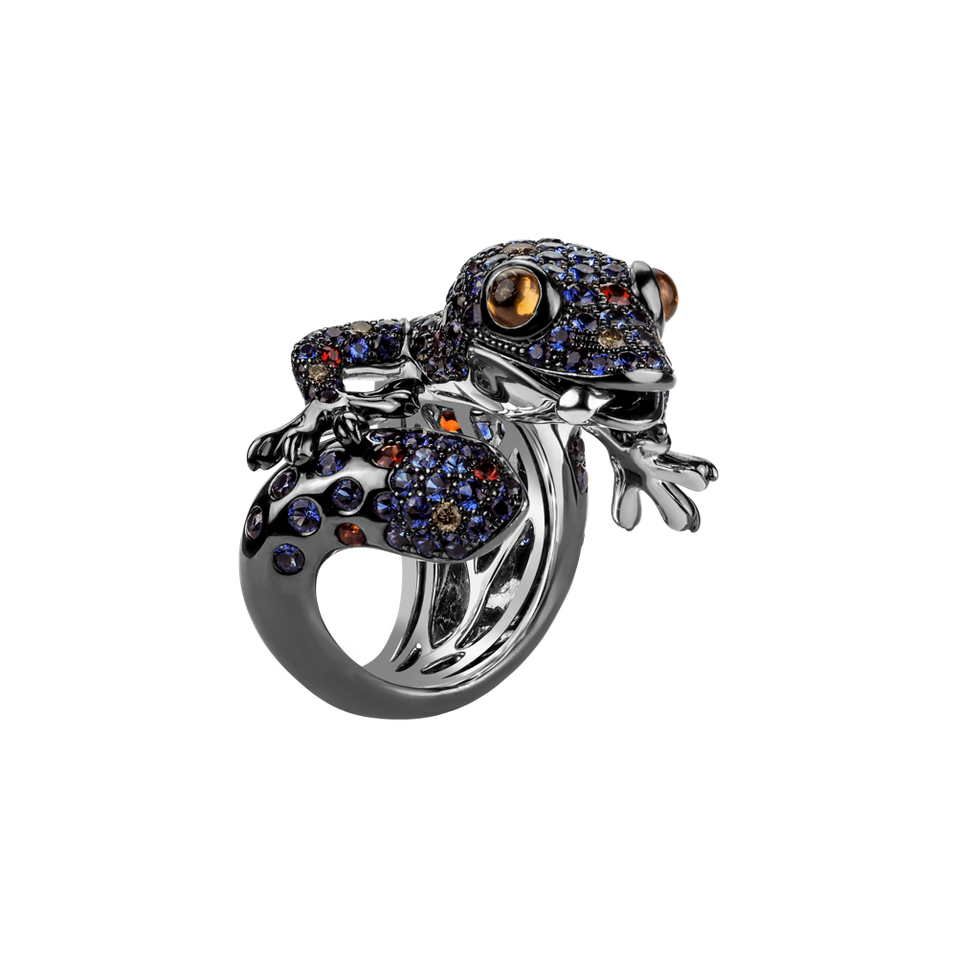 Prsten se safíry a hnědými diamanty Miracle Gecko